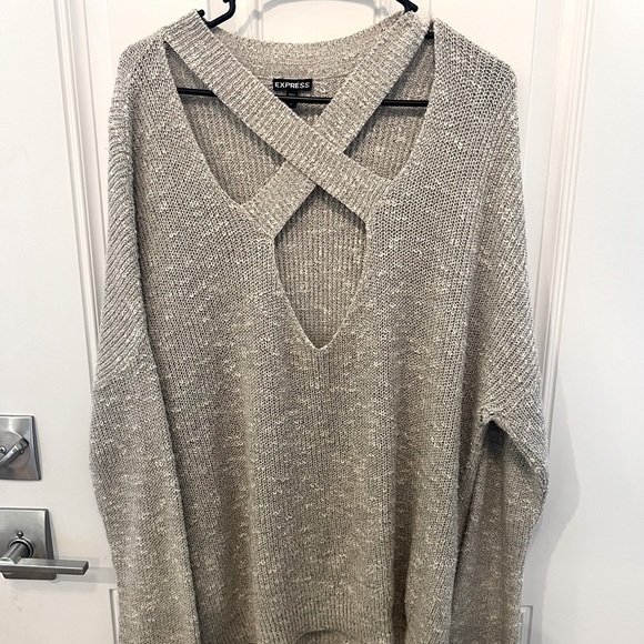 Express Criss Cross Sweater Grey 